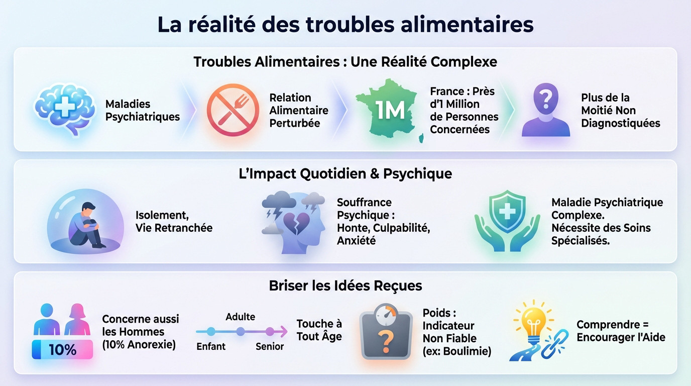 Illustration symbolique de la perception déformée du corps liée aux troubles alimentaires